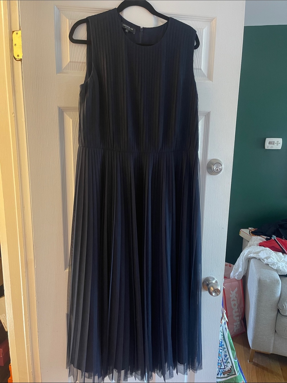 Navy  Pleated evening Dress